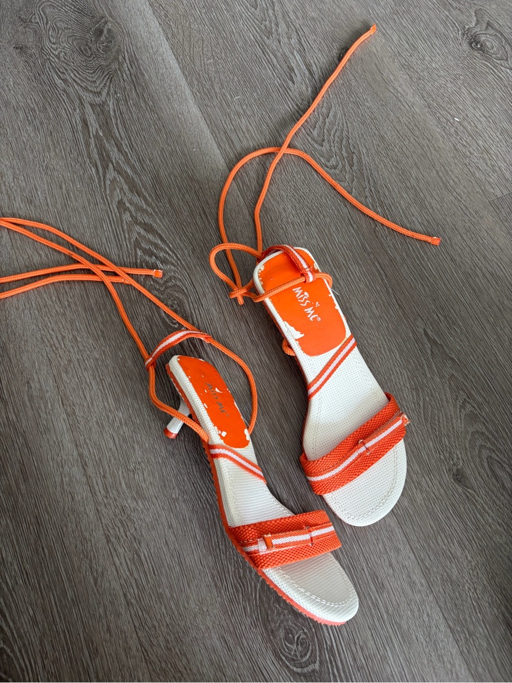 Vintage Y2K‎ miss me kitten heel Orange Lace-Up Women's Sandals